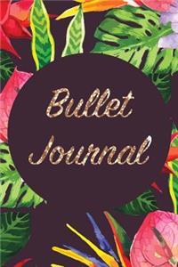 Bullet Journal: Tropical Gold Sequin 6x9 Dot Grid Notebook Bright, Floral Style