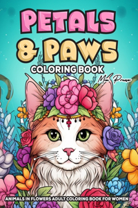 Animals in flowers adult coloring book for women