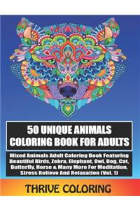 50 Unique Animals Coloring Book For Adults