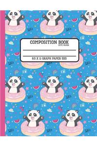 Composition Book Cute Panda 8.5 x 11 Graph Paper 5x5