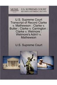 U.S. Supreme Court Transcript of Record Clarke V. Mathewson