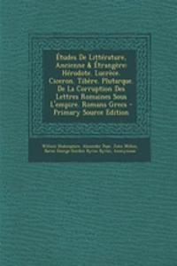Etudes de Litterature, Ancienne & Etrangere