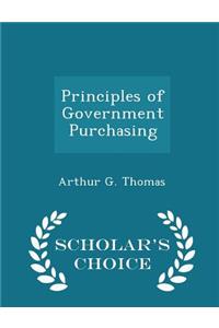 Principles of Government Purchasing - Scholar's Choice Edition