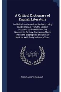 A Critical Dictionary of English Literature