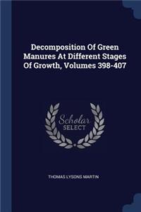 Decomposition Of Green Manures At Different Stages Of Growth, Volumes 398-407
