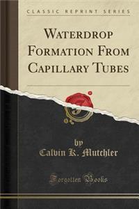 Waterdrop Formation from Capillary Tubes (Classic Reprint)