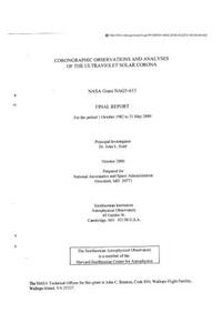 Corongraphic Observations and Analyses of the Ultraviolet Solar Corona