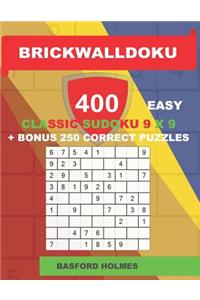 BrickWallDoku 400 EASY classic Sudoku 9 x 9 + BONUS 250 correct puzzles