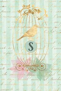 Plan on It Undated 12 Month Weekly Planner Gilded Bird in a Cage Personalized Letter S