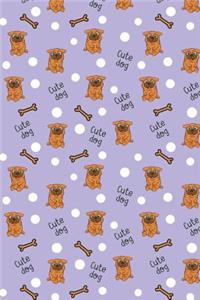 Journal Notebook Pug Dogs Bones and Polka Dots - Mauve