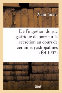 Effets de l'Ingestion Du Suc Gastrique de Porc Sur La Sécrétion Et Le Fonctionnement de l'Estomac