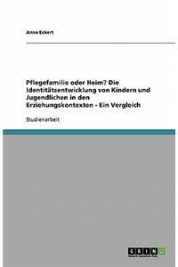 Pflegefamilie oder Heim? Die Identitätsentwicklung von Kindern und Jugendlichen in den Erziehungskontexten - Ein Vergleich