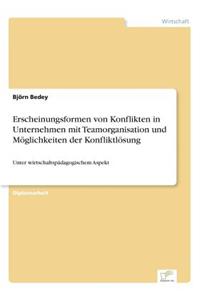 Erscheinungsformen von Konflikten in Unternehmen mit Teamorganisation und Möglichkeiten der Konfliktlösung