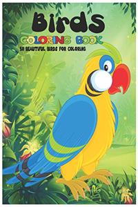 Birds Coloring Book, 50 beautiful Birds for Coloring