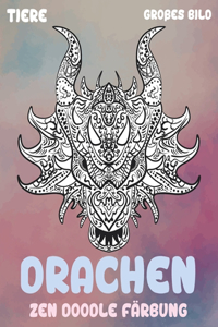 Zen Doodle Färbung - Großes Bild - Tiere - Drachen