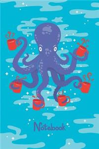Octopus Coffee Notebook. Blank Lined Journal for Writing and Note Taking.