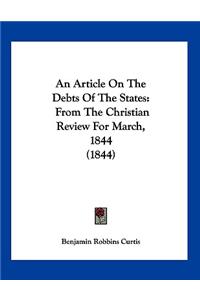 An Article On The Debts Of The States