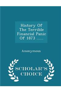 History of the Terrible Financial Panic of 1873 ...... - Scholar's Choice Edition