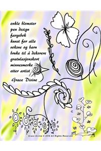 enkle blomster pen design fargebok kunst for alle voksne og barn bruke til å dekorere gratulasjonskort minnesmerke etter artist Grace Divine