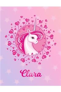 Clara: Clara Magical Unicorn Horse Large Blank Pre-K Primary Draw & Write Storybook Paper - Personalized Letter C Initial Custom First Name Cover - Story B