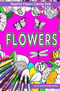 Beautiful Flowers With Butterflies And Dragonflies Coloring Book For Children