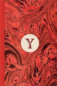 Monogram Y Marble Notebook (Regency Red Edition)