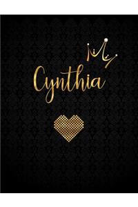 Cynthia: Black Personalized Lined Journal with Inspirational Quotes