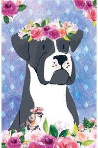 Journal Notebook For Dog Lovers Black Boxer In Flowers