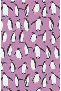 Bullet Journal Penguins in Snow Winter Pattern - Mauve
