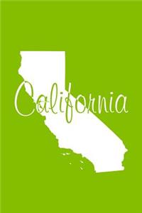 California - Lime Green Lined Notebook with Margins