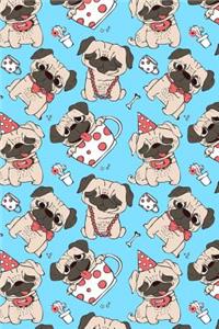Journal Notebook Funny Pugs Pattern 9