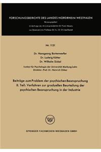 Beiträge zum Problem der psychischen Beanspruchung
