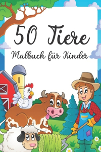 50 Tiere Malbuch für Kinder