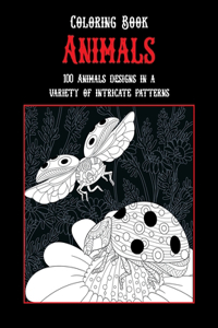 Animals - Coloring Book - 100 Animals designs in a variety of intricate patterns