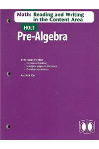 Holt Algebra 2: Math: Reading and Writing in the Content Area with Answer Key