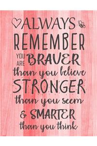 Always Remember You are Braver than you believe - Stronger than you seem & Smarter thank you think