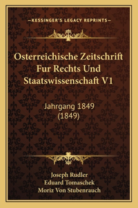 Osterreichische Zeitschrift Fur Rechts Und Staatswissenschaft V1