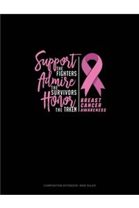Support The Fighters Admire The Survivors Honor The Taken Breast Cancer Awareness