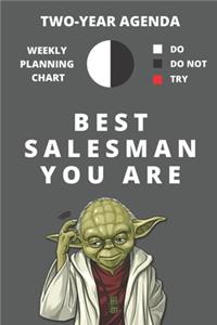 2020 & 2021 Two-Year Weekly Planner For Best Salesman Gift - Funny Yoda Quote Appointment Book - Two Year Daily Agenda Notebook For Sales Professional