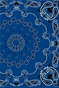Blue: 150 Lined/Ruled Journal Pages Planner Diary Notebook with Blue Handkerchief Image Pattern Design on the Cover