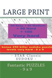 Large Print - Star Classic Sudoku - Fantastic Puzzles - 9 X 9