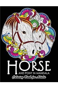 Horse and Pony in Mandala Coloring Book