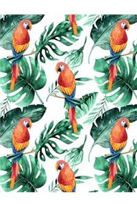 My Big Fat Journal Notebook For Bird Lovers Tropical Parrots Pattern 5
