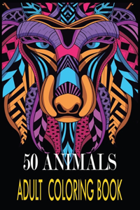 50 Animals Adult Coloring Book