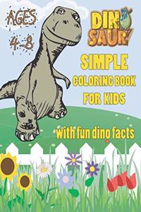 Simple Dinosaur Coloring Book for Kids ages 4-8 with fun dino facts