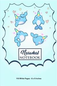 Narwhal Notebook 110 White Pages 6x9 inches