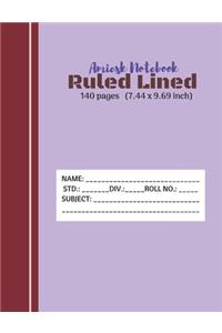 Amiesk Notebook - Ruled Lined Notebook - 140 pages (7.44 x 9.69 inch)