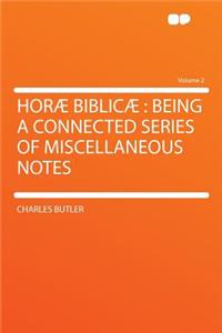 Horï¿½ Biblicï¿½: Being a Connected Series of Miscellaneous Notes Volume 2