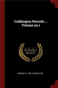Coddington Records ... Volume No.1