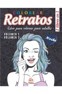 Colorear Retratos - Noche -2 libros en 1
